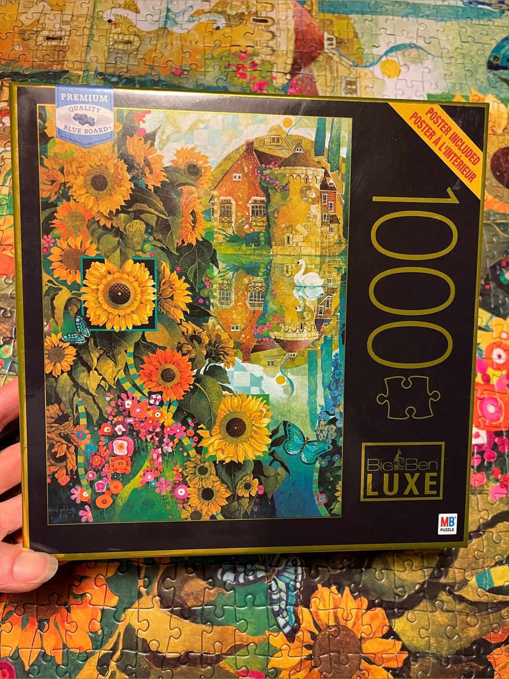 Big Ben Luxe 1000 piece jigsaw puzzle sunflowers swan floral landscape